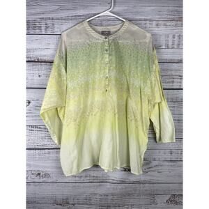 J Jill Popover Top Yellow Ombre Gauzy Cotton XSmall Small Oversized Lightweight